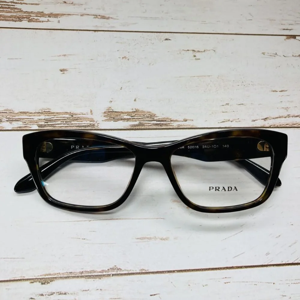 Prada Square Brown Havana Gold Eyeglasses Glasses Frames NWOT - Picture 12 of 12
